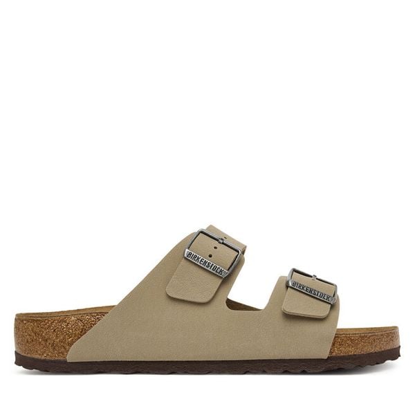 Klapki Birkenstock. Brązowe klapki męskie Birkenstock, bez wzorów, bez zapięcia. Za 399.99 zł.