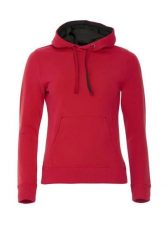 Clique Classic Hoody Women – damska bluza z kapturem czerwona z kieszenią. Czerwone bluzy damskie CLIQUE, l, bez wzorów, z bawełny, bez ramiączek, z kapturem. Za 309.10 zł.