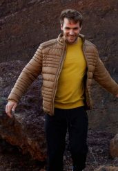 Pikowana kurtka męska J-BARTLEY. Żółte kurtki męskie Volcano, m, bez wzorów, z materiału, bez kaptura. Za 299.99 zł.