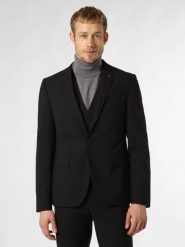 Finshley & Harding London marynarka od garnituru modułowego Mężczyźni Slim Fit Sztuczne włókno czarny, 102. Czarne garnitury męskie Finshley & Harding London, m, bez wzorów, z włókna, bez kołnierzyka, bez ramiączek. Za 999.95 zł.