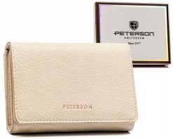 Portfel damski Peterson PTN 013-HB beżowa. Brązowe portfele damskie Peterson, ze skóry ekologicznej. Za 99.00 zł.