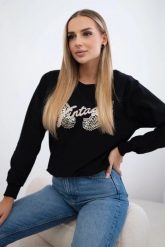 Bluza z nadrukiem czarna. Czarne bluzy damskie KESI, l, bez wzorów, z bawełny, bez ramiączek, bez kaptura. Za 190.70 zł.