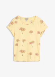 T-shirt z czystej bawełny organicznej. Żółte t-shirty damskie bonprix, bez wzorów, z bawełny, bez kołnierzyka, bez ramiączek. Za 19.99 zł.