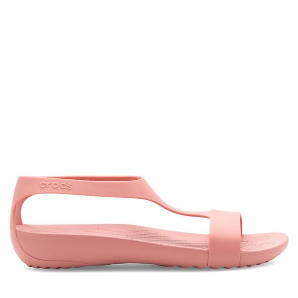 Sandały Crocs. Czerwone sandały damskie Crocs, bez wzorów, bez obcasa, na płaskiej podeszwie, bez zapięcia. Za 149.99 zł.