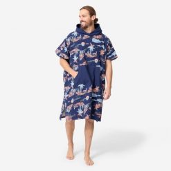 Ponczo plażowe Decathlon 500 Stories. Niebieskie szlafroki damskie Decathlon, m, bez wzorów, z bawełny, bez ramiączek, z kapturem. Za 149.99 zł.