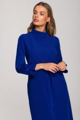 Sukienka elegancka pudełkowa z dekoracyjnymi zaszewkami chabrowa. Niebieskie sukienki damskie Stylove, do pracy, xl, bez wzorów, biznesowe, bez kołnierzyka, bez ramiączek. Za 359.00 zł.