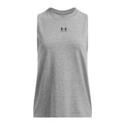 Tank top treningowy damski Under Armour Rival Muscle Tank. Szare topy damskie Under Armour, m, bez wzorów, bez kołnierzyka, bez ramiączek. Za 129.99 zł.