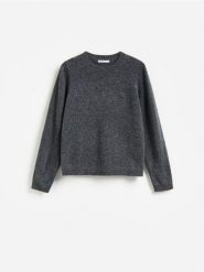 Wełniany sweter - ciemnoszary. Szare swetry nierozpinane damskie Reserved, l, bez wzorów, z wełny, bez kołnierzyka, bez ramiączek. Za 199.99 zł.