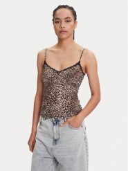 Miss Sixty Top 6S1SJ54300 Brązowy Slim Fit. Brązowe topy damskie Miss Sixty, s, bez wzorów, z bawełny, bez kołnierzyka, bez ramiączek. Za 209.99 zł.