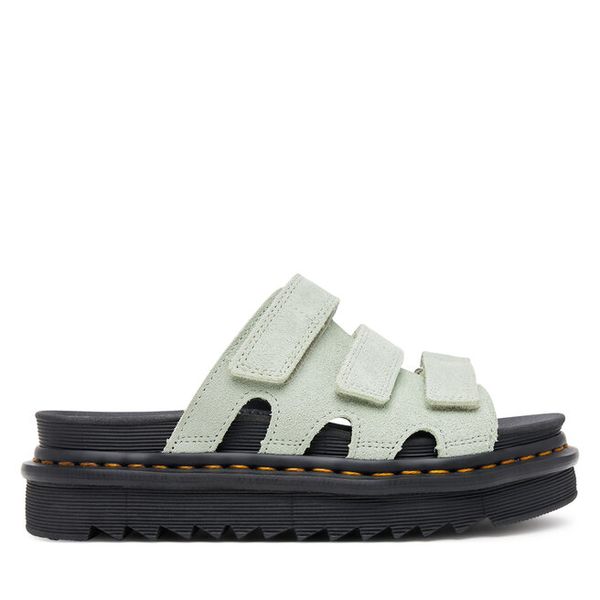 Klapki Dr. Martens. Zielone klapki damskie Dr. Martens, bez wzorów, bez obcasa, bez zapięcia. Za 699.99 zł.