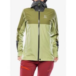 Kurtka przeciwdeszczowa damska Haglofs Finch Proof Jacket. Zielone kurtki sportowe damskie Haglöfs, bez wzorów, bez ramiączek, bez kaptura, trekkingowe. Za 518.99 zł.