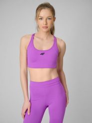 4F Biustonosz treningowy ze średnim wsparciem damski - różowy L. Czerwone bielizna sportowa damska 4F, l, bez wzorów, z gumy. Za 129.99 zł.