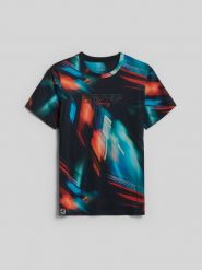 4F T-shirt regular z nadrukiem męski - multikolor S. T-shirty męskie 4F, m, bez wzorów, z bawełny, bez kołnierzyka, bez ramiączek. Za 99.99 zł.