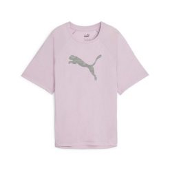 Damska koszulka z nadrukiem EVOSTRIPE PUMA Grape Mist Purple. Fioletowe bluzki damskie Puma, s, bez wzorów, sportowe, bez kołnierzyka, bez ramiączek. Za 85.99 zł.