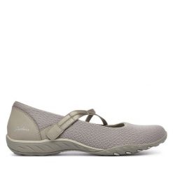Baleriny Skechers. Brązowe balerinki damskie Skechers, bez wzorów, bez obcasa, bez zapięcia. Za 299.99 zł.