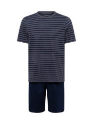 Schiesser Piżama - Casual Essential Mężczyźni Bawełna niebieski|szary, 50. Niebieskie piżamy męskie Schiesser, m, bez wzorów, z bawełny, bez kołnierzyka, bez ramiączek. Za 239.95 zł.