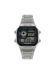 Casio Zegarek AE-1200WHD-1AVEF Srebrny. Szare, cyfrowe zegarki męskie Casio, bez wzorów, srebrne. Za 219.99 zł.
