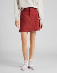 DAMSKA SPÓDNICA LEE A LINE ZIP SKIRT RED OCRE L38FQM38 112108160. Czerwone spódnice damskie Lee, l, bez wzorów. Za 109.99 zł.