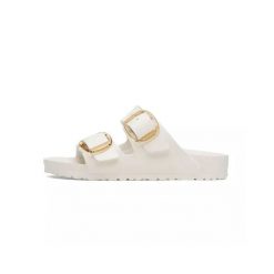 Klapki damskie Birkenstock Arizona Big Buckle Eva. Białe klapki damskie Birkenstock, bez wzorów, z gumy, klasyczne, bez obcasa, bez zapięcia. Za 338.00 zł.