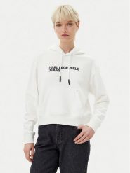 Karl Lagerfeld Jeans Bluza A2W20053 Biały Regular Fit. Białe bluzy damskie Karl Lagerfeld Jeans, l, bez wzorów, z bawełny, bez ramiączek, bez kaptura. Za 399.99 zł.