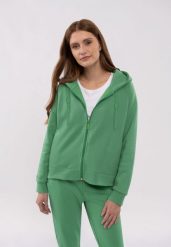Luźna bluza z kapturem B-TIFFI. Zielone bluzy damskie Volcano, m, bez wzorów, z bawełny, bez ramiączek, z kapturem. Za 179.99 zł.