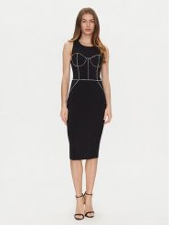 Elisabetta Franchi Sukienka koktajlowa AB-724-51E2-V440 Czarny Slim Fit. Czarne sukienki damskie Elisabetta Franchi, bez wzorów, z syntetyku, wizytowe, bez kołnierzyka, bez ramiączek. Za 1,109.00 zł.