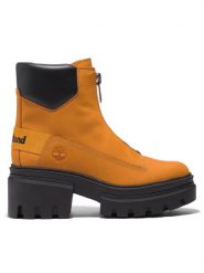 Timberland Botki Everleigh Boot Front Zip TB0A5YHM2311 Brązowy. Brązowe botki damskie Timberland, bez wzorów, z nubiku, bez obcasa, na słupku, bez zapięcia. Za 999.99 zł.