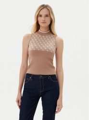 Guess Sweter W3YR26 Z37K0 Brązowy Regular Fit. Brązowe swetry nierozpinane damskie Guess, m, z aplikacjami, z syntetyku, bez kołnierzyka, bez ramiączek. Za 209.99 zł.