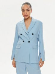 MSGM Marynarka 3441MDG27 237200 Niebieski Relaxed Fit. Niebieskie marynarki i żakiety damskie MSGM, bez wzorów, z wełny, bez kołnierzyka, bez ramiączek. Za 2,309.00 zł.