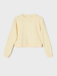 Krótka bluza crewneck - żółty. Żółte bluzy damskie Sinsay, l, bez wzorów, sportowe, bez ramiączek, bez kaptura. W wyprzedaży za 17.99 zł.