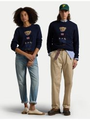 Polo Ralph Lauren Sweter 710946137001 Granatowy Regular Fit. Niebieskie swetry męskie Polo Ralph Lauren, l, bez wzorów, z bawełny, bez kołnierzyka, bez ramiączek. Za 2,799.00 zł.