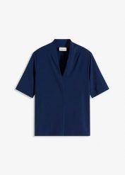 Bluzka z kołnierzem ze stójką. Czerwone bluzki damskie bonprix, bez wzorów, eleganckie, bez kołnierzyka, bez ramiączek. Za 37.99 zł.