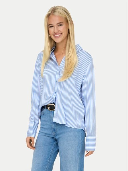 ONLY Koszula Berit 15320243 Błękitny Regular Fit. Niebieskie koszule damskie ONLY, s, bez wzorów, z wiskozy, bez kołnierzyka, bez ramiączek. Za 139.99 zł.