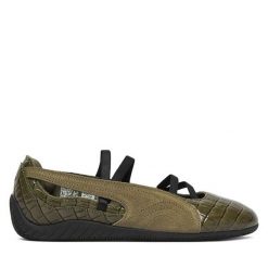 Baleriny Puma. Brązowe balerinki damskie Puma, bez wzorów, bez obcasa, bez zapięcia. Za 399.99 zł.