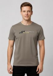 Bawełniana koszulka T-SUBI. Brązowe t-shirty męskie Volcano, m, bez wzorów, z bawełny, bez kołnierzyka, bez ramiączek. Za 59.99 zł.