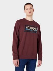 MESKA BLUZA GRAPHIC CREW BROWN 112341238 W6E9016299. Brązowe bluzy męskie Wrangler, m, bez wzorów, bez ramiączek, bez kaptura. Za 139.99 zł.