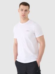 4F T-shirt regular gładki męski - biały XXL. Białe t-shirty męskie 4F, m, bez wzorów, z bawełny, bez kołnierzyka, bez ramiączek. Za 59.99 zł.