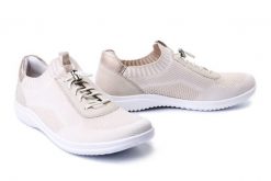 RIEKER REMONTE D1E04-60 beige combination, półbuty damskie. Brązowe półbuty damskie Rieker Remonte, bez wzorów, bez obcasa, bez zapięcia. Za 349.90 zł.