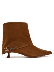 KARL LAGERFELD Botki KL30142 Brązowy. Brązowe botki damskie KARL LAGERFELD, bez wzorów, ze skóry, bez obcasa, na szpilce, bez zapięcia. Za 1,099.00 zł.