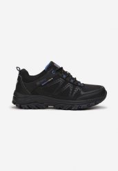 Czarno-Niebieskie Buty Sportowe Mathews. Czarne buty sportowe męskie Born2be, bez wzorów, z softshellu, przed kostkę, bez zapięcia. Za 149.99 zł.
