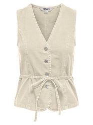 ONLY Top Silla 15374051 Kremowy Regular Fit. Białe topy damskie ONLY, m, bez wzorów, z bawełny, bez kołnierzyka, bez ramiączek. Za 169.99 zł.