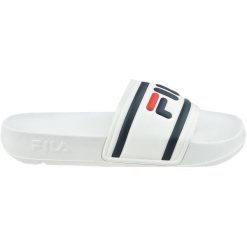 Klapki damskie, Fila Morro Bay Slipper 2.0 Wmn. Białe klapki damskie Fila, bez wzorów, z materiału, bez obcasa, bez zapięcia. Za 119.99 zł.