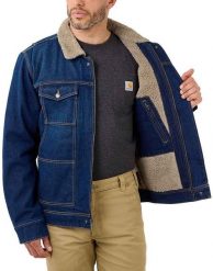 Carhartt Kurtka Jeansowa Carhartt Denim Sherpa Beech. Kurtki męskie Carhartt, m, bez wzorów, z denimu, bez kaptura. Za 486.65 zł.