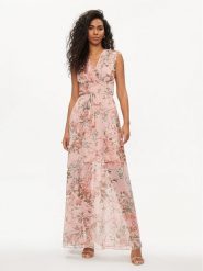 Guess Sukienka koktajlowa W3GK60 WDW82 Różowy Regular Fit. Czerwone sukienki damskie Guess, xs, z aplikacjami, z syntetyku, wizytowe, bez kołnierzyka, bez ramiączek. Za 1,109.00 zł.