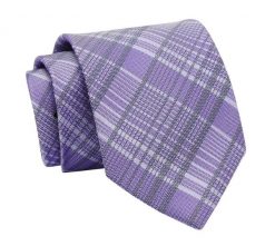 Krawat Fioletowy w Kratkę, Elegancki, 7cm, Klasyczny, Męski -ALTIES. Fioletowe krawaty i muchy Alties, bez wzorów, z tkaniny, eleganckie. Za 49.00 zł.