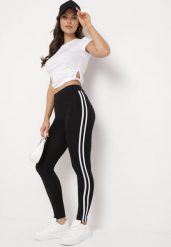 Czarne Legginsy z Elastycznej Bawełny z Lampasami Olerria. Czarne legginsy damskie Born2be, bez wzorów, z bawełny. Za 29.99 zł.