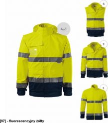 RIMECK HV Guard 4 in 1 5V2 - ADLER - Kurtka unisex, 210/280 g/m, 100% poliester - fluorescencyjny żółty L. Żółte kurtki męskie RIMECK, l, bez wzorów, z poliesteru, bez kaptura. Za 378.94 zł.