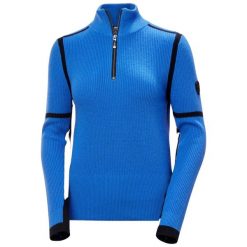 Damski sweter z dzianiny Helly Hansen Edge. Niebieskie swetry nierozpinane damskie Helly Hansen, na zimę, bez wzorów, z dzianiny, bez kołnierzyka, bez ramiączek. Za 723.50 zł.