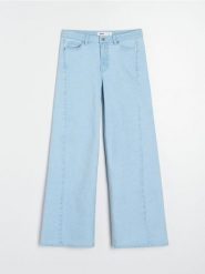 Jeansy wide leg comfort mid waist - niebieski. Niebieskie jeansy damskie Sinsay, bez wzorów, z jeansu. Za 69.99 zł.