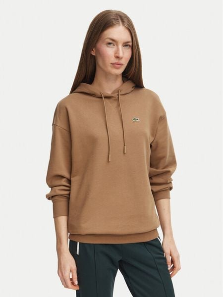 Lacoste Bluza SF7612 Brązowy jasny Oversize. Brązowe bluzy damskie Lacoste, bez wzorów, z bawełny, bez ramiączek, bez kaptura. Za 594.99 zł.